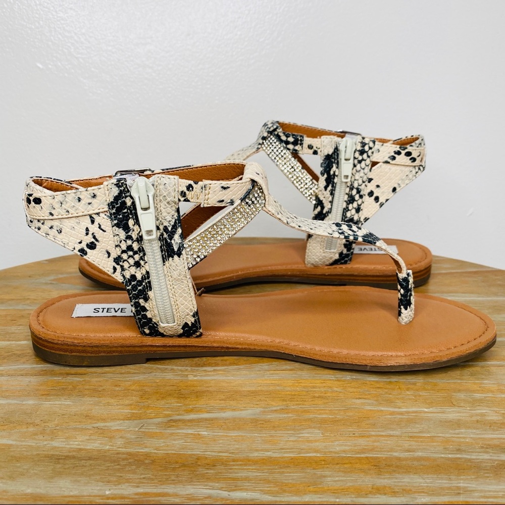 NWT Steve Madden Snakeskin Print Rhinestone Sandal - Picture 3 of 8